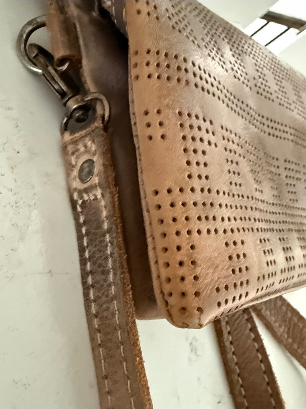 BED|STU Brown Perforated Leather Crossbody with Stud Accents - Picture 6 of 7